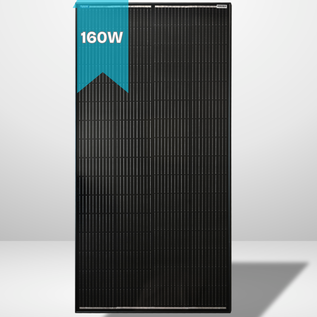 160W Xplorer All-Black Slimline Monocrystalline Cell Solar Panel