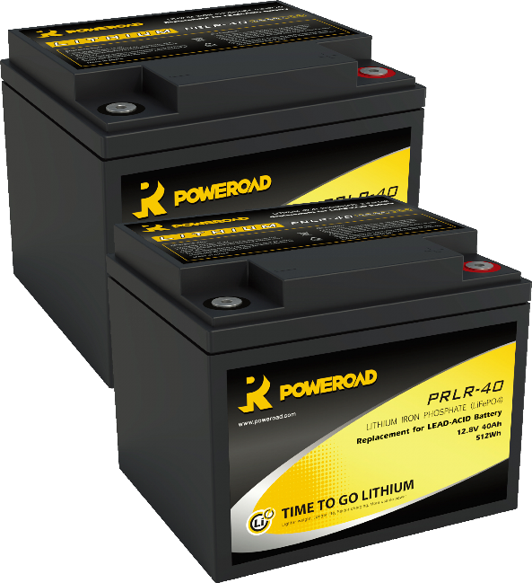 PAIR OF 12V 40AH POWEROAD LITHIUM MOBILITY SCOOTER BATTERIES Alpha