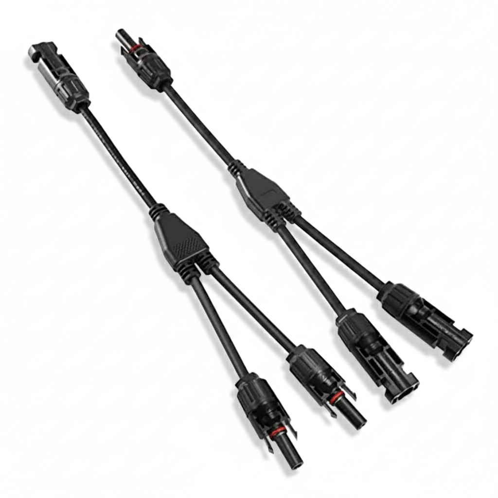 2-Piece MC4 Connectors Solar Panel Cable Y-Branch Male & Female