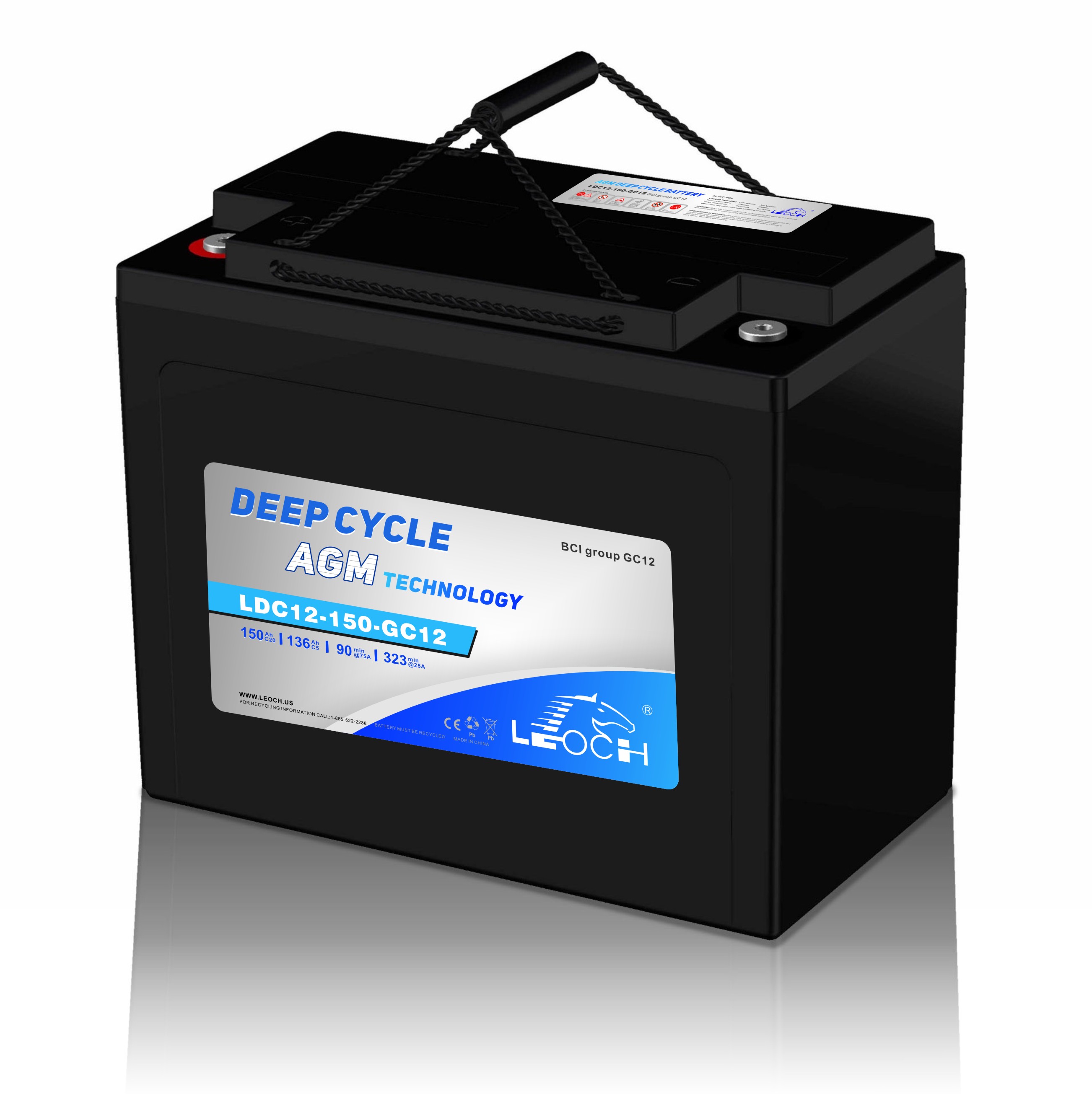12V 150AH Leoch AGM Lead Carbon Deep Cycle Battery (LDC12-150-GC12) (SLCA-12160)