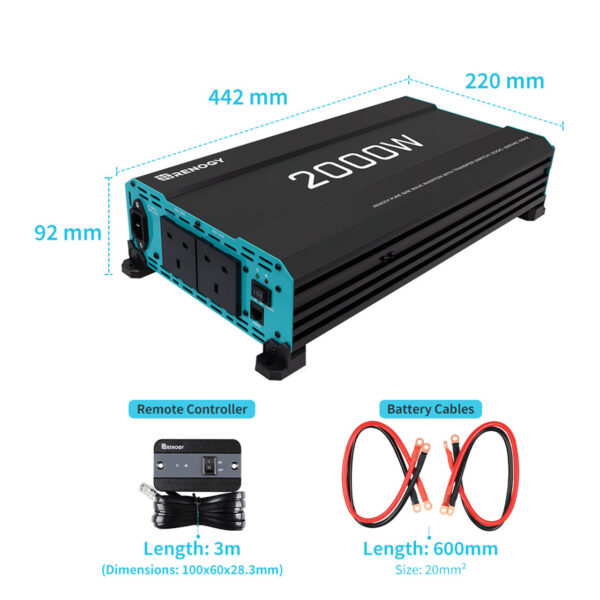 Renogy 2000W Pure Sine Wave Power Inverter with UPS Function - Image 2