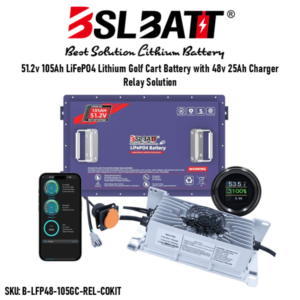 BSLBATT B-LFP-48-105GC 48V (51.2V) 105Ah LiFePO4 Golf Cart Battery Kit  – 5.376kWh, IP67
