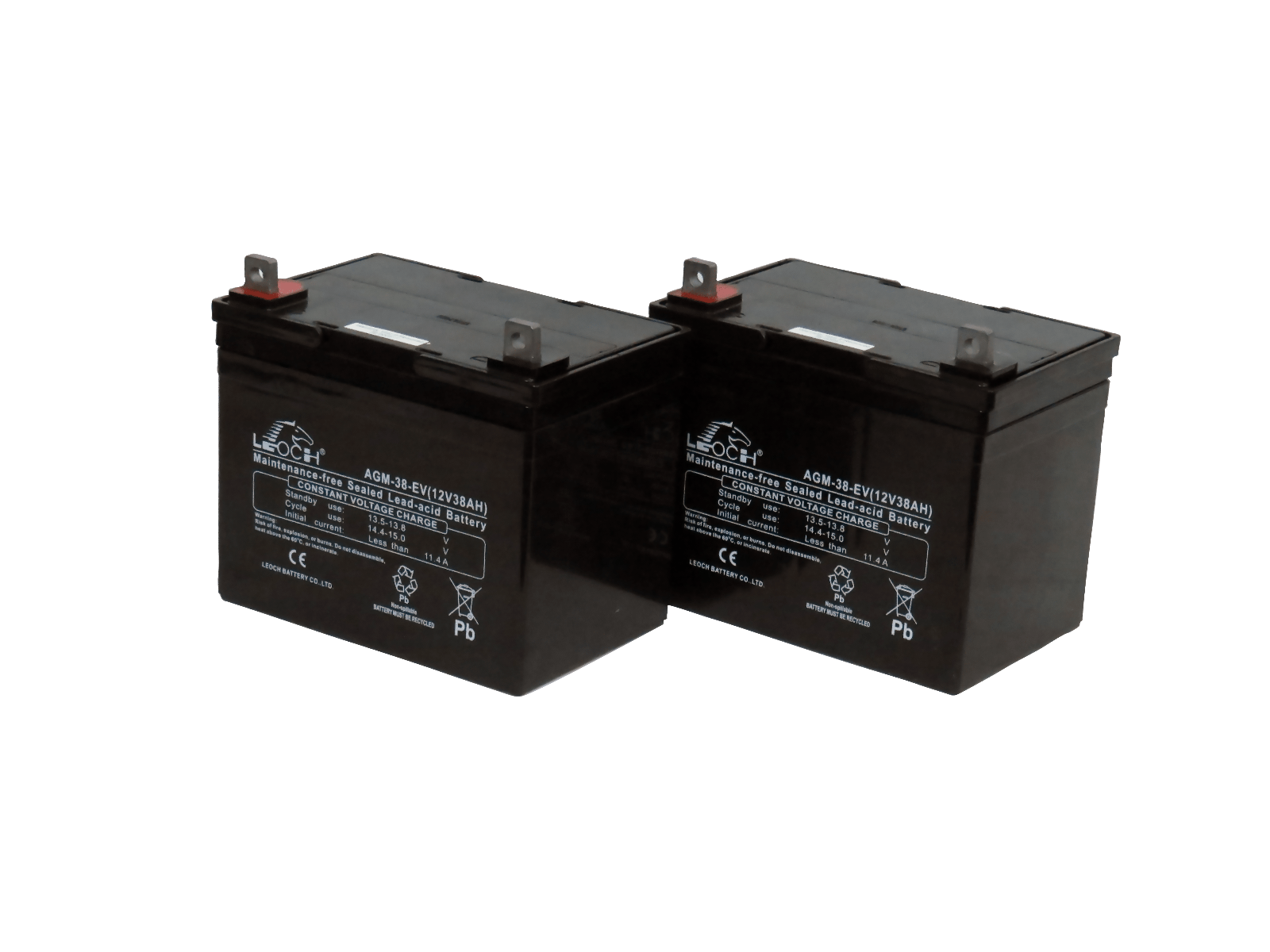 Pair of 12V Leoch 34AH AGM Mobility Scooter Batteries (AGM-34-MOB ...