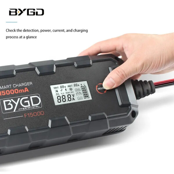 6V 15A 8 stage Connect & Forget Automatic Smart Battery Charger with UK Plug - Image 4