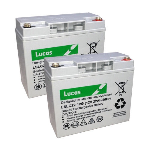 Pair of 12V 22AH Lucas Mobility Scooter Batteries Alpha Batteries